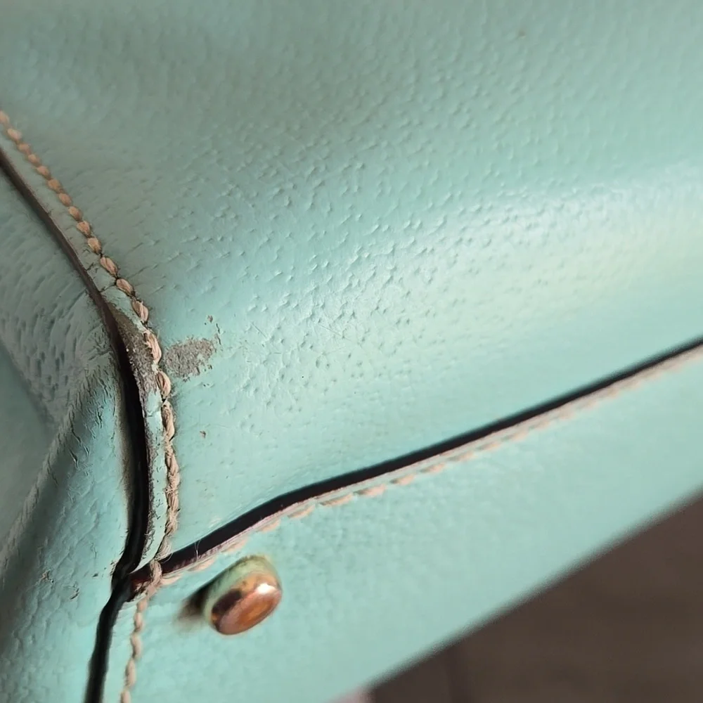 Kate SpadeLarge Wellesy Martine Robins Egg Blue Leather Tote  Bag